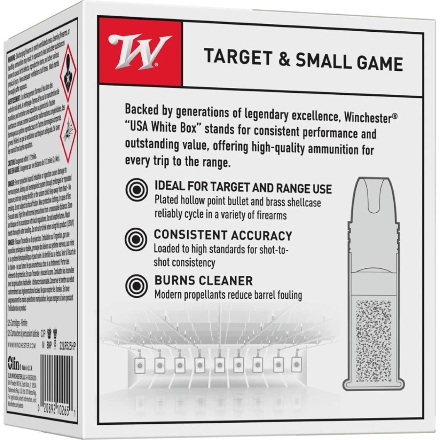 Winchester RF Ammo 22 Cal LR Copper 36 gr HP 525/Box