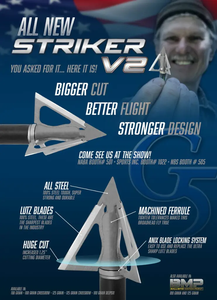 Montec Broadheads Striker V2 125 Grain Fixed 1.25" 3PK