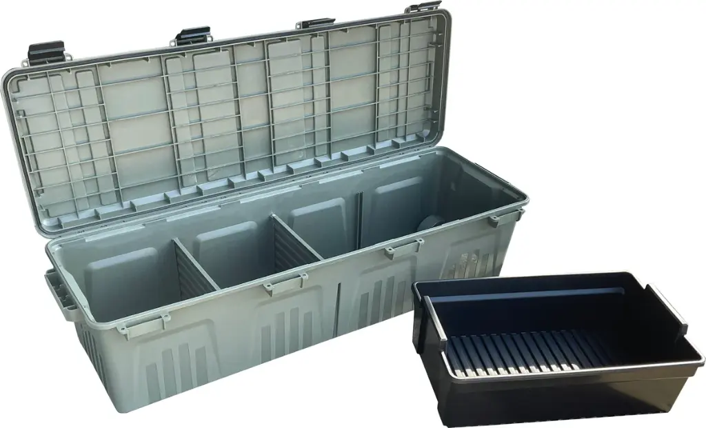 MTM The Mule Mobile Gear Crate with Wheels, Water-Resistant 81-Quart Lockable Divided Storage Box