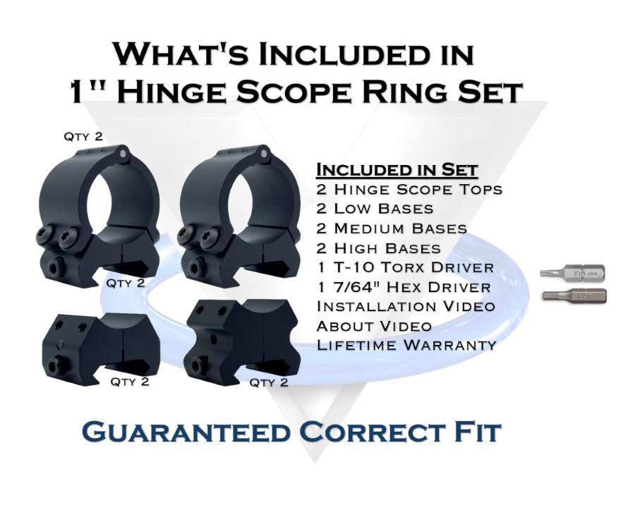 VersaRing 1" Hinge Scope Rings Low, Medium, High