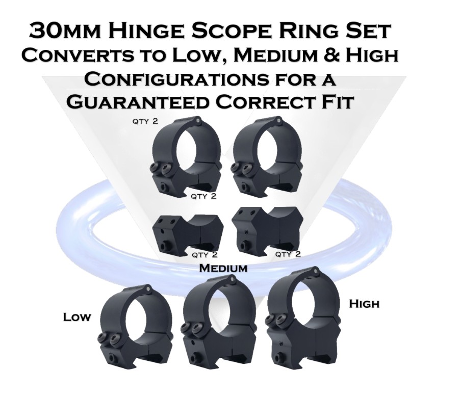VersaRing 30mm Hinge Scope Rings Low, Medium, High