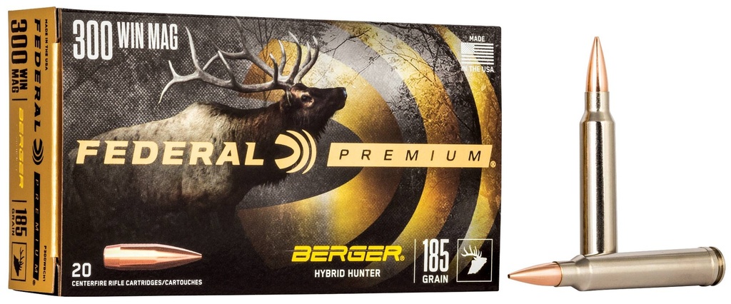 Federal Premium Berger Hybrid Hunter 300 Winchester Magnum Ammunition 20 Rounds 185 Grain Berger Hybrid