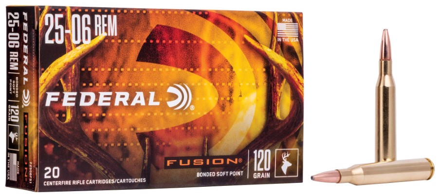 Federal Fusion 25-06 Remington Ammunition 20 Rounds Bonded SP 120 Grains