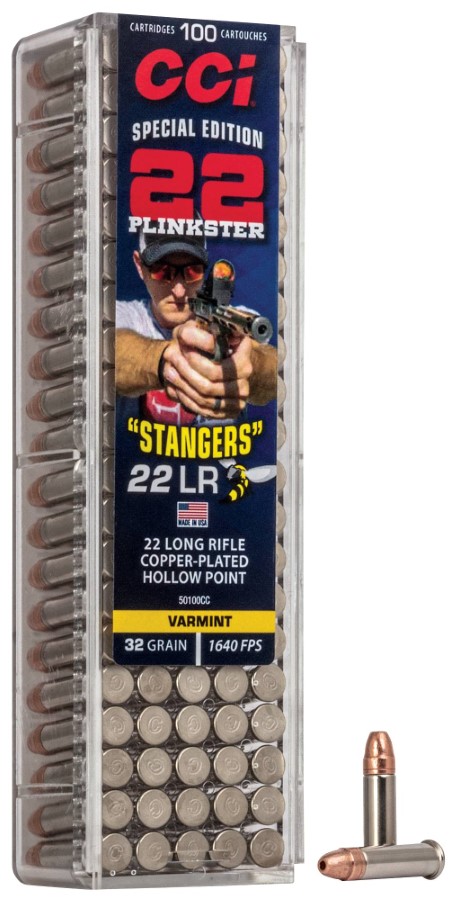 CCI "Stangers" 22 Long Rifle Ammunition 100 Round 32 Grain Copper Plated Hollow Point 1640fps