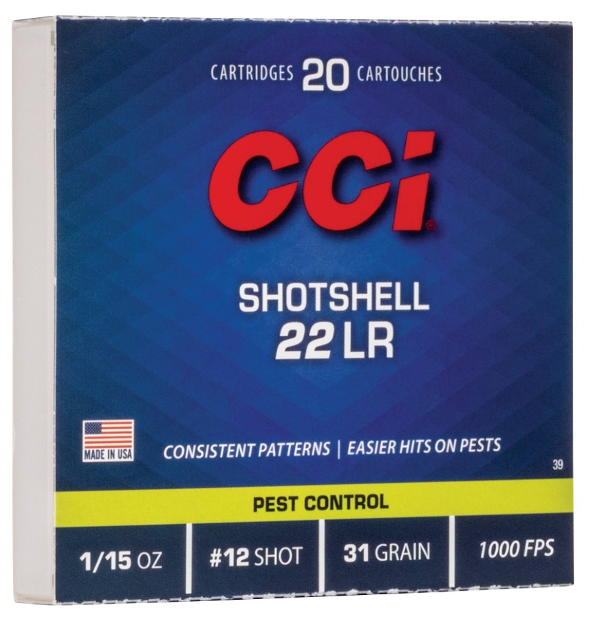 CCI Shotshell 22LR EX Rimfire Ammo #12 Shot 31Gr, Box of 20