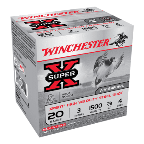 Winchester Super X Expert 20 Gauge Shotshell 25 Rounds 3" #4 Steel 7/8 Ounce 1500 fps