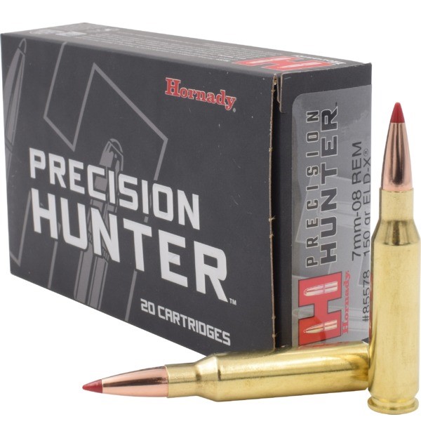 Hornady Precision Hunter Rifle Ammo 7MM-08 REM 150 Gr ELD-X