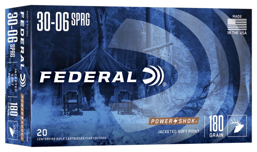 Federal Power-Shok 30-06 Springfield Ammunition 20 Rounds JSP 180 Grains