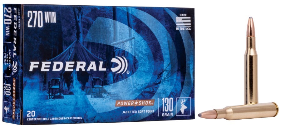 Federal Power-Shok 270 Winchester Ammunition 20 Rounds JSP 130 Grains