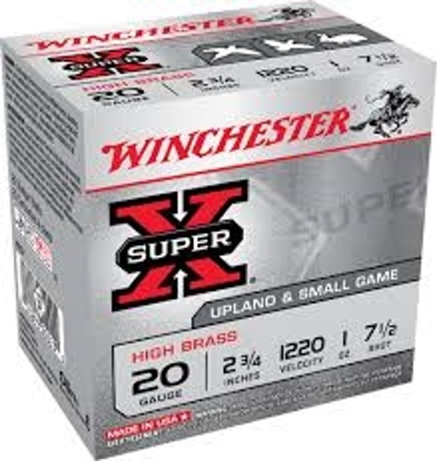 Winchester 20 Gauge Ammunition Super-X 2 3/4" 7 1/2 shot 1 oz 1165fps 25 rounds