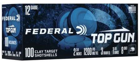 Federal Top Gun 12 Gauge 2.75" 1 1/8oz. #8 Shot 100 Rounds