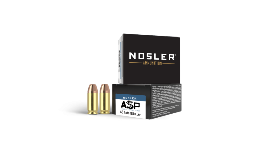 Nosler 45 ACP 185gr JHP ASP Handgun Ammunition (20ct)