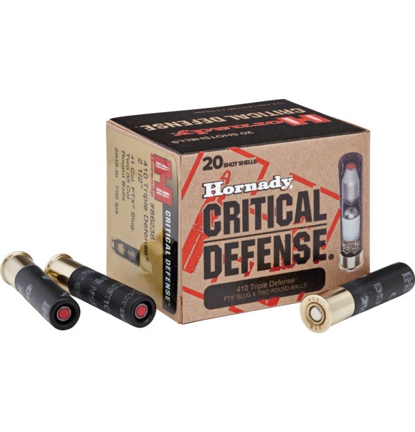 Hornady Critical Defense Ammo 410 Bore 2-1/2" 41 Caliber FTX Slug over two 35 Caliber Lead Round Balls