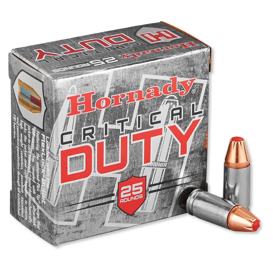 Hornady Critical Duty 9mm Luger +P Ammunition 25 Rounds FlexLock 135 Grains