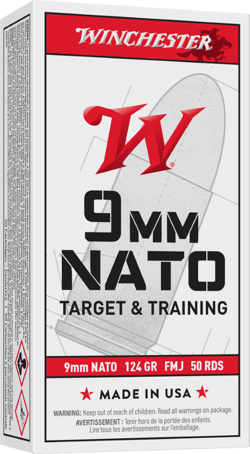 Winchester 9mm NATO Ammunition 50 Rounds FMJ 124 Grains