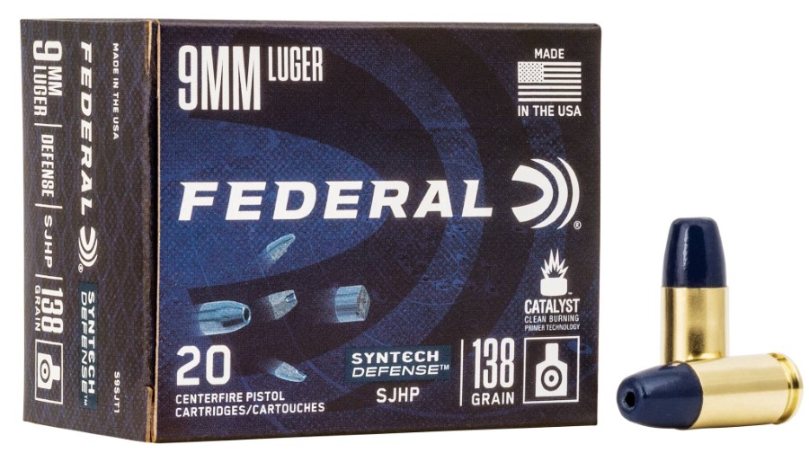 Federal Premium 9mm 138 Gr Syntech Defense SJHP Box of 20