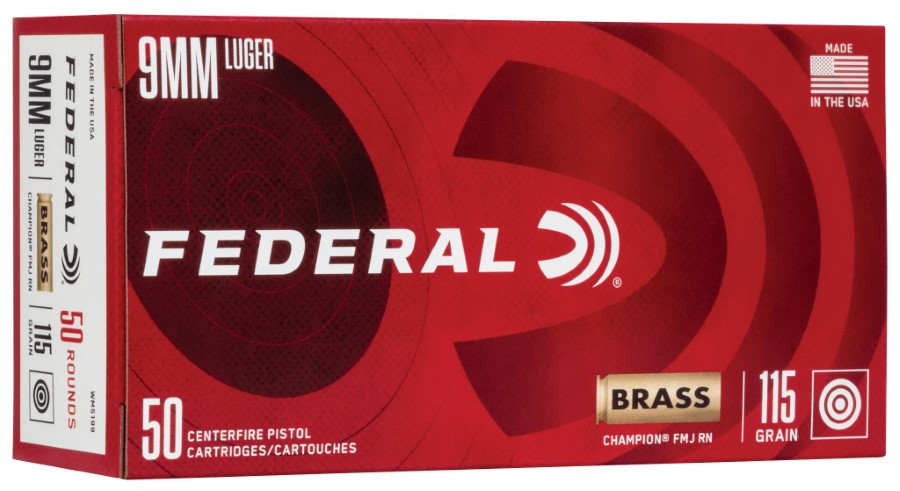 Federal Champion Target 9mm Luger 115 Grain FMJ 50 Rounds