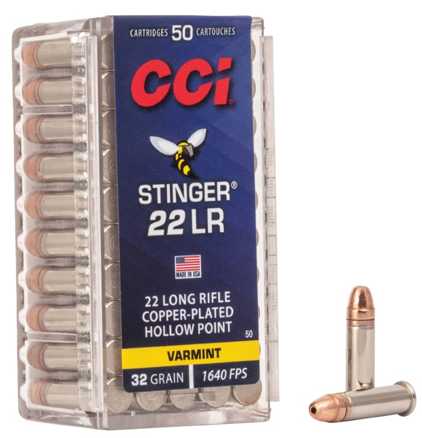 CCI Stinger Ammo 22LR 32gr Plated Lead HP - Box of 50