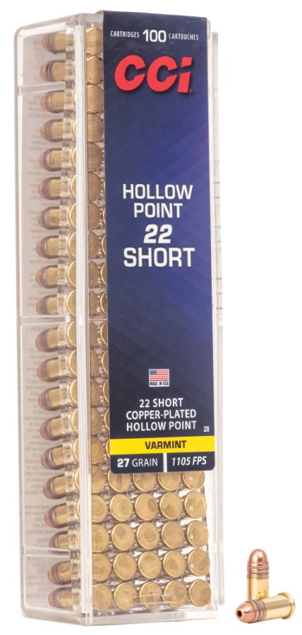 CCI Ammo .22 Short 27gr Copper-Plated HP - Box of 100