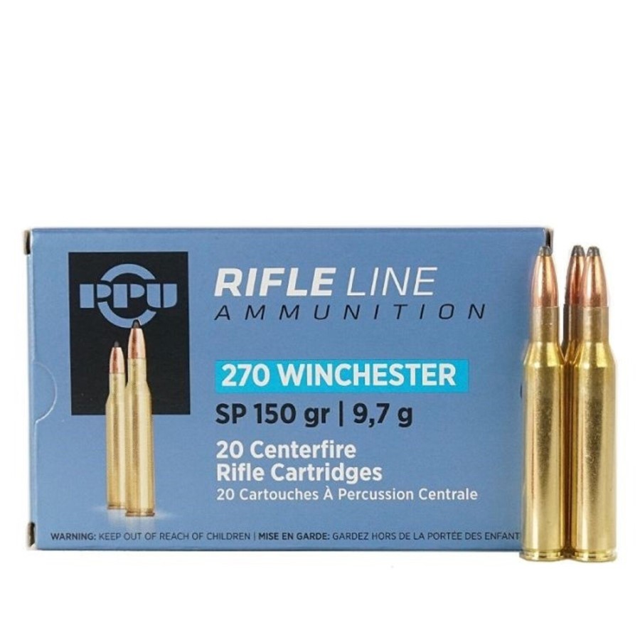 PPU Rifle Line 270 Win Rifle Ammo, 150Gr SP – 20Rds