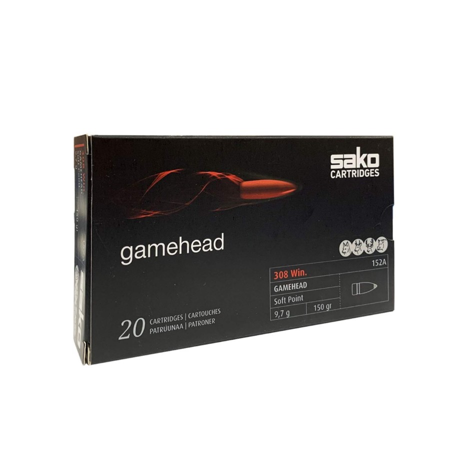 Sako Ammo 308 Win Gamehead, Soft Point 150 Grain Box of 20