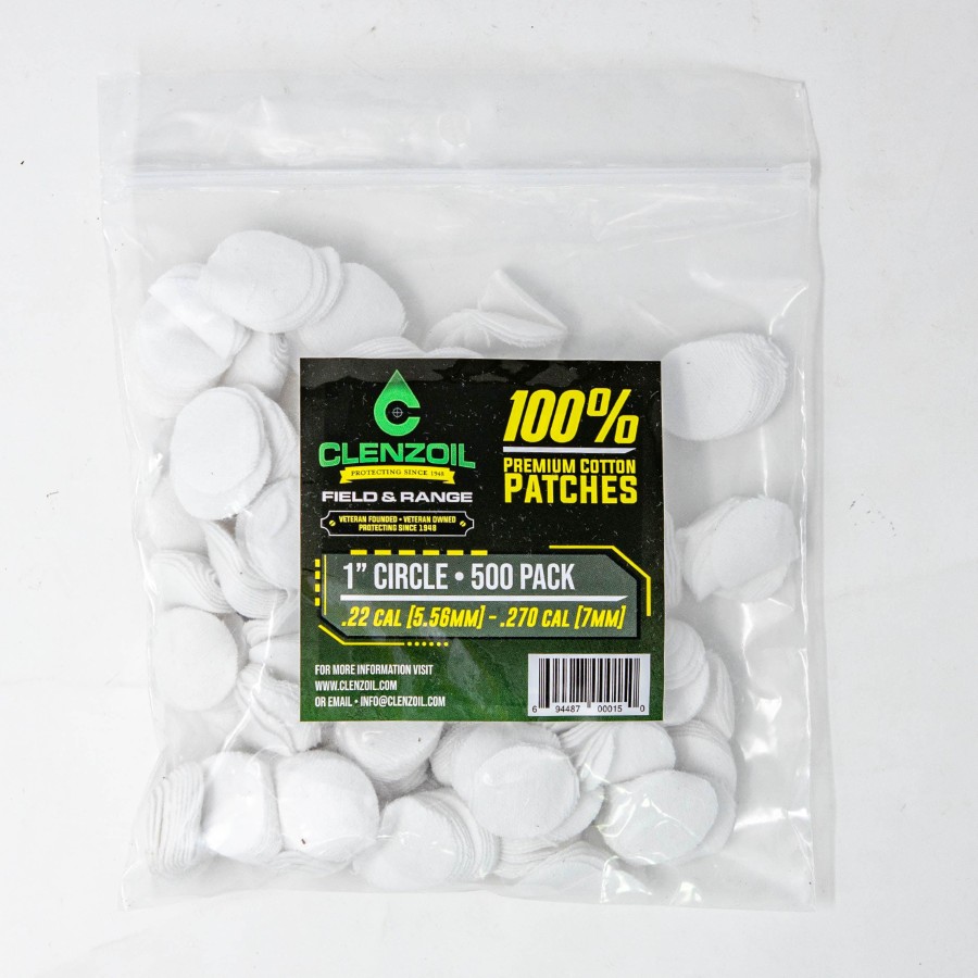 Clenzoil Premium Cotton Gun Cleaning Patches 1"-Circle-500 Count
