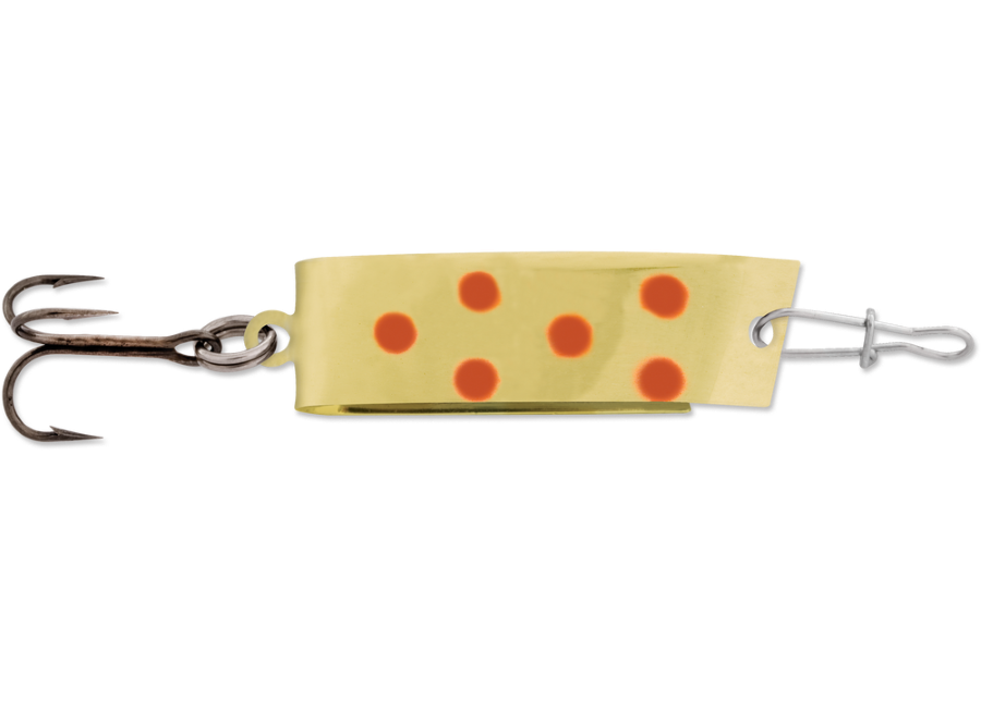 Luhr Jensen 1303-014-0165 Super Duper Casting/Trolling Spoon, 1 1/2", 1/4 oz, Brass & Red Dots