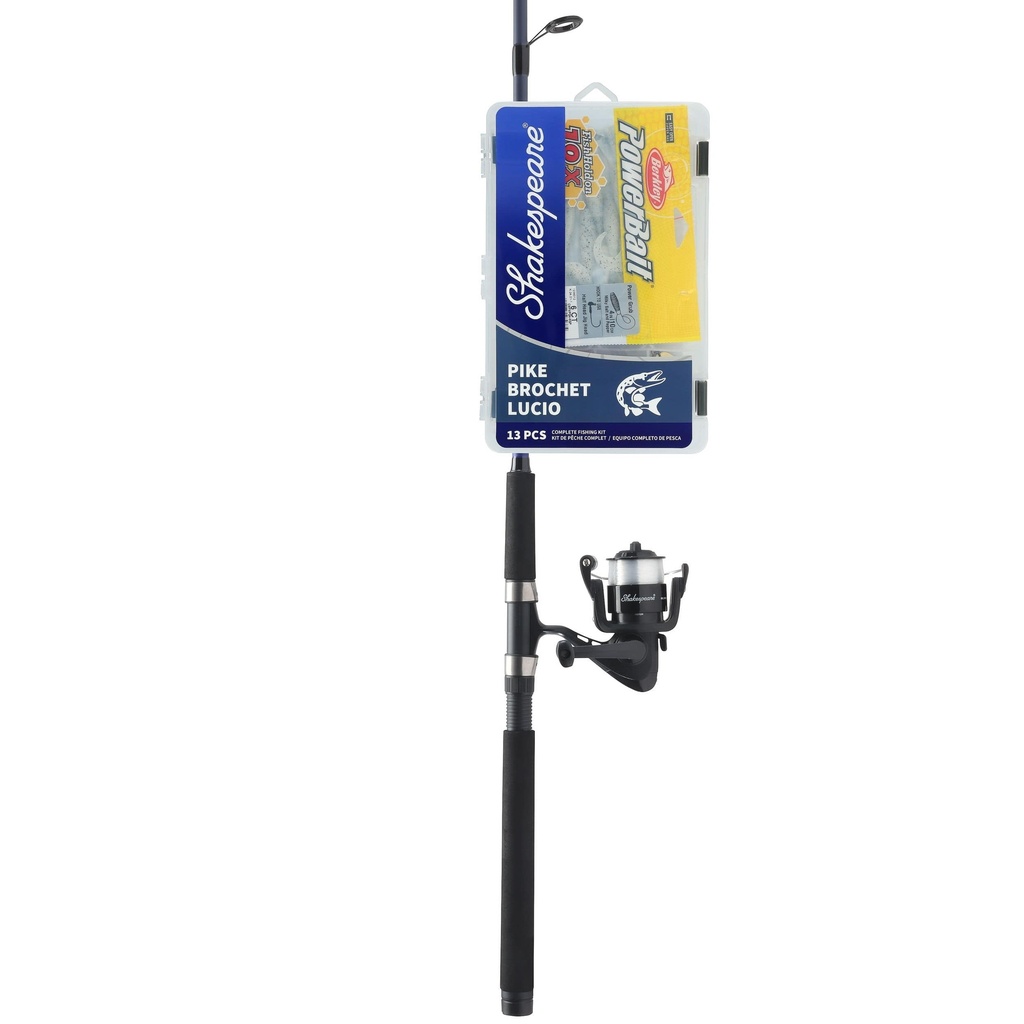 Shakespeare Medium-Heavy Catch More Fish Pike Spinning Fishing Rod and Pre-Spooled Reel Combo, Right Hand, 6.6-ft, 2-pc