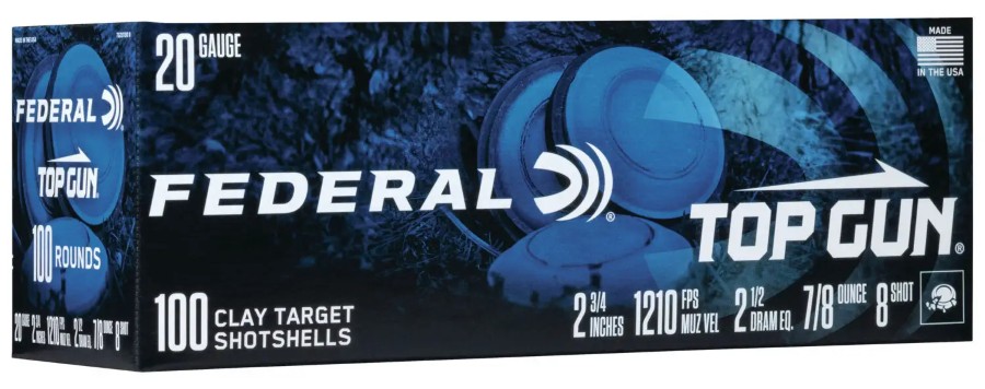 Federal Top Gun 20 Gauge 2.75" 7/8oz. #8 Shot 100 Rounds