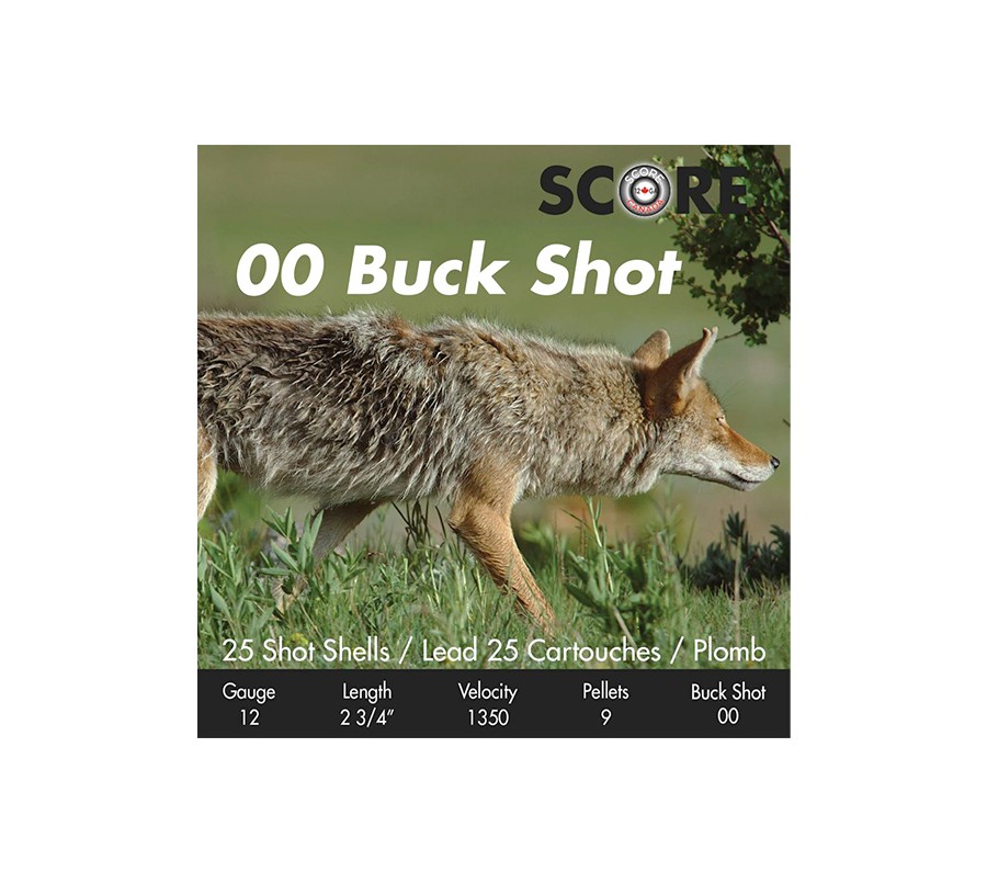 Score 12 Ga 2-3/4″ 00 BUCK SHOT 9 Pellet 1350 FPS Box of 25