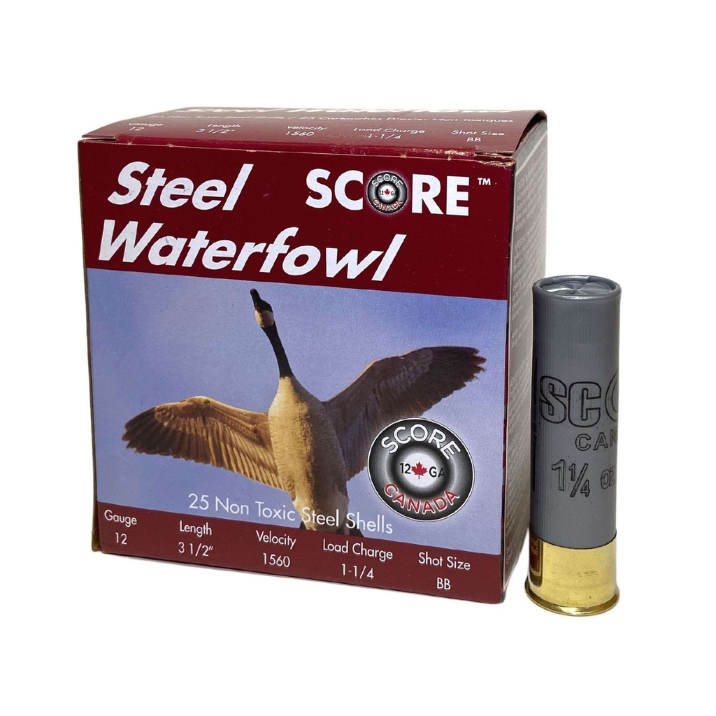 Score Waterfowl 12 Ga, 3.5" 1-3/8 oz, #BB Steel Shot Box of 25  