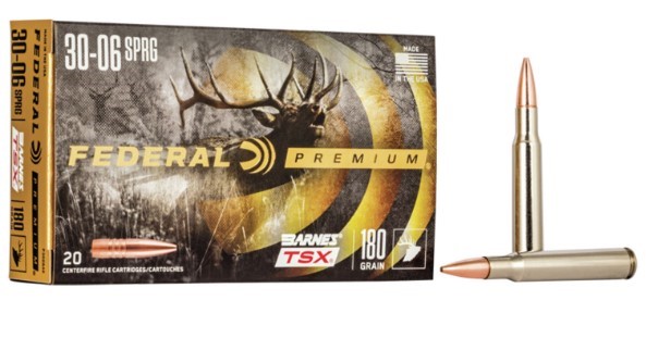 Federal P3006AE Premium Barnes TSX Rifle Ammo, 30-06, 180 Grain, 20 Rounds Per Box
