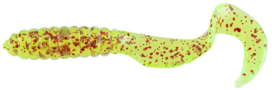 Mister Twister 4" Twister Tail Chartreuse Red Flake, 10 Pack