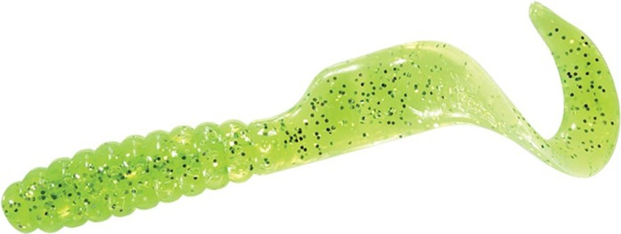 Mister Twister 4" Twister Tail Chartreuse Silver Flake, 10 Pack 