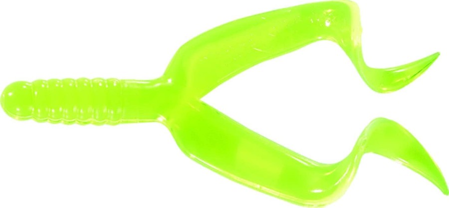 Mister Twister Double Tail 4" - Packs of 10 Chartreuse