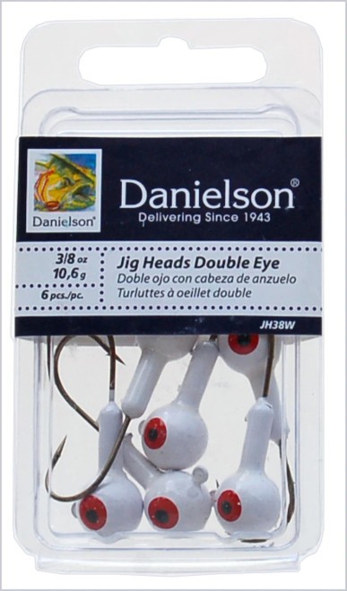 Danielson JH38W Jighead 3/8oz, 6/pk, White 