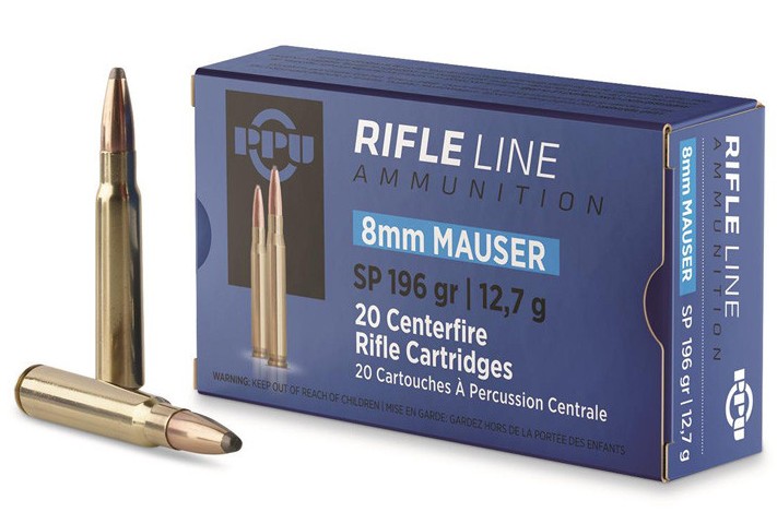 PPU PP8S Rifle Ammo 8mm Mauser SP 196gr 