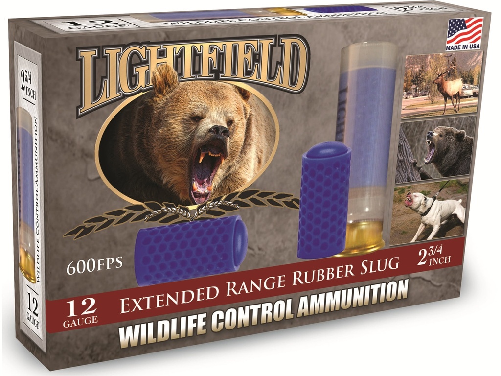 Lightfield Extended Range Rubber Slugs - 12GA, 2-3/4", Box of 5