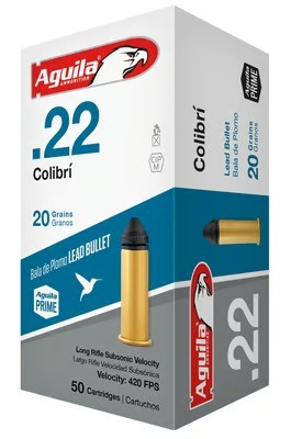 Aguila Subsonic Hollow Point .22 LR Ammunition 20 Grain 50 Rounds 