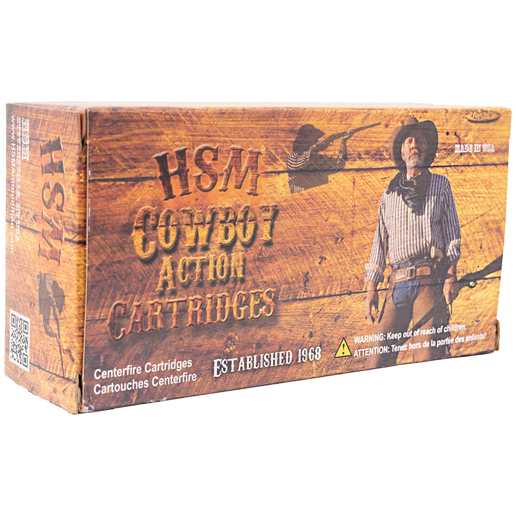 HSM Cowboy Action Cartridges Ammunition: 44-40 Win, 200 gr, RNFP Lead, 853 fps, Model HSM-44-40-1-N