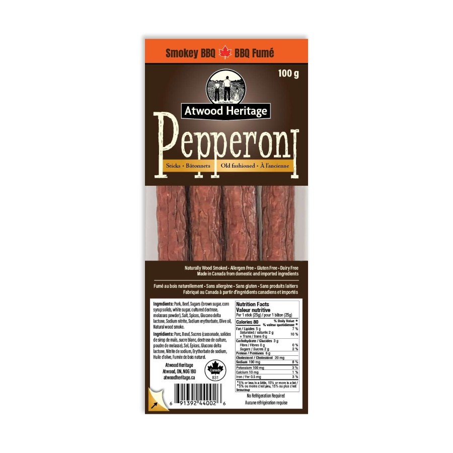 Atwood Pepperoni Snack Sticks – Smokey BBQ– 4 Pack 