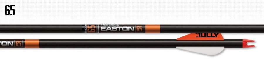 Easton 6.5mm Bowhunter Carbon Arrows, 6 Pack (With 4" Feathers) 