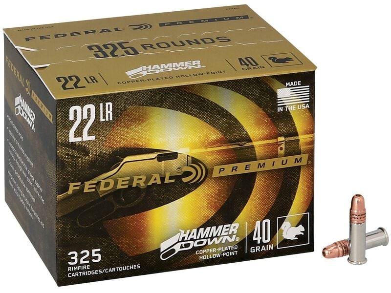 Federal Rimfire Ammo 22 LR 40Gr Hammerdown Copper Plated Lead Hp 325 Count