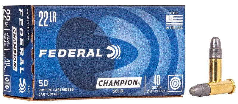 Federal Champion Training - Rimfire, 22 LR, 40 Grain, Lead Round Nose, 1240 fps