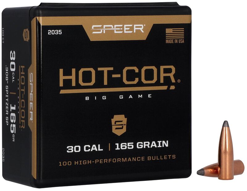Speer Hot-Cor Bullet 30 Cal 165 Grain Spitzer Soft Point