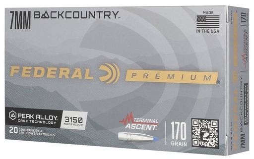 Federal Premium Terminal Ascent 7mm Backcountry Ammunition 20 Rounds 170 Grain 
