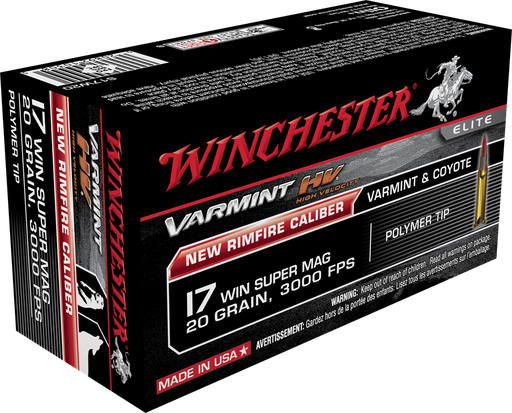 Winchester Rimfire Ammo 17WSM Winchester Super Mag 20 gr Plastic Tip Varmint